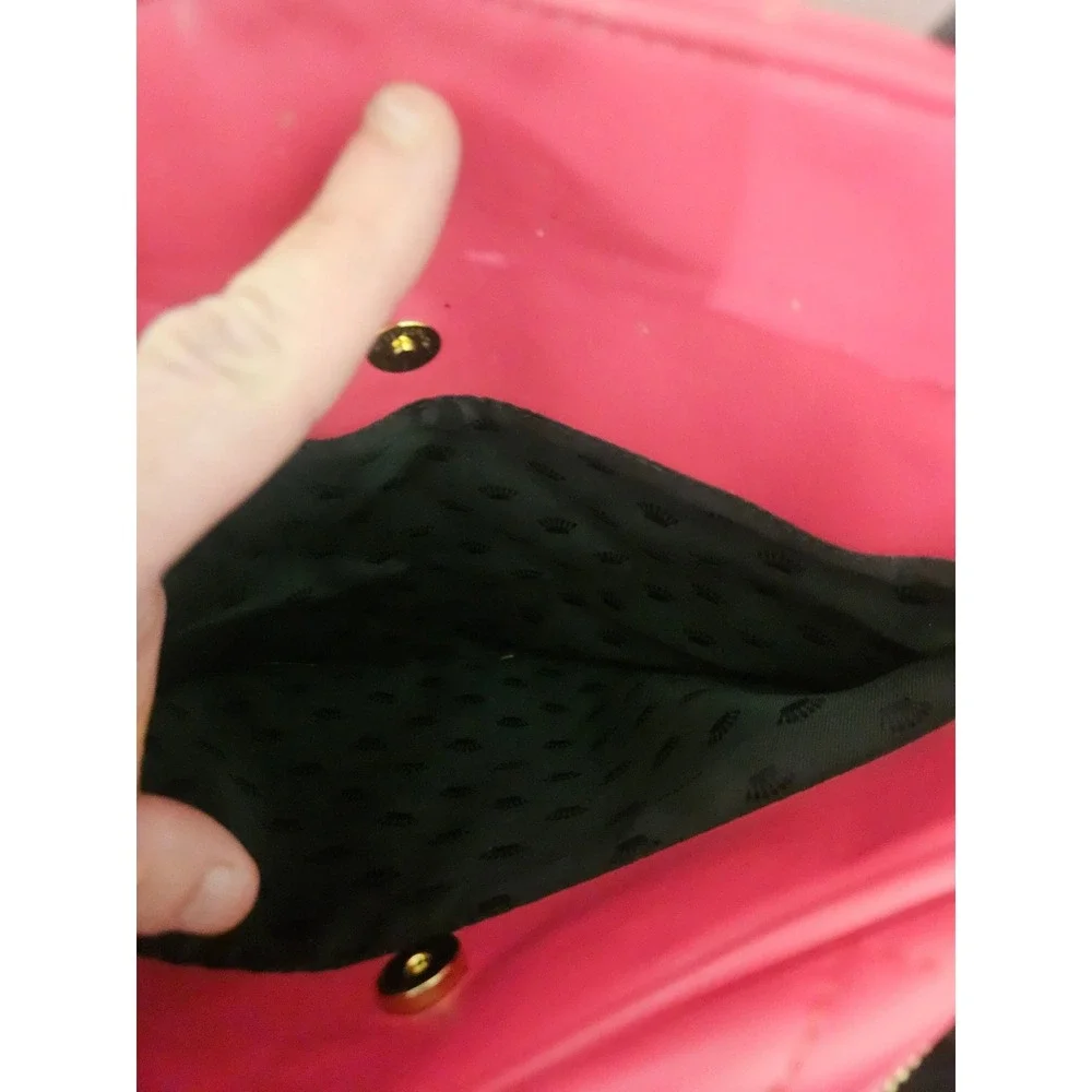 Juicy Couture Hot Pink Quilted Satchel Crossbody Bag Gold Heart Lock Detail